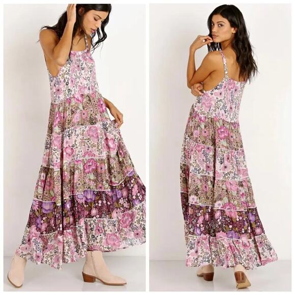 Spell & The Gypsy Collective Women's Desert Daisy Maxi Tiered Dress Lilac Floral - Picture 1 of 12